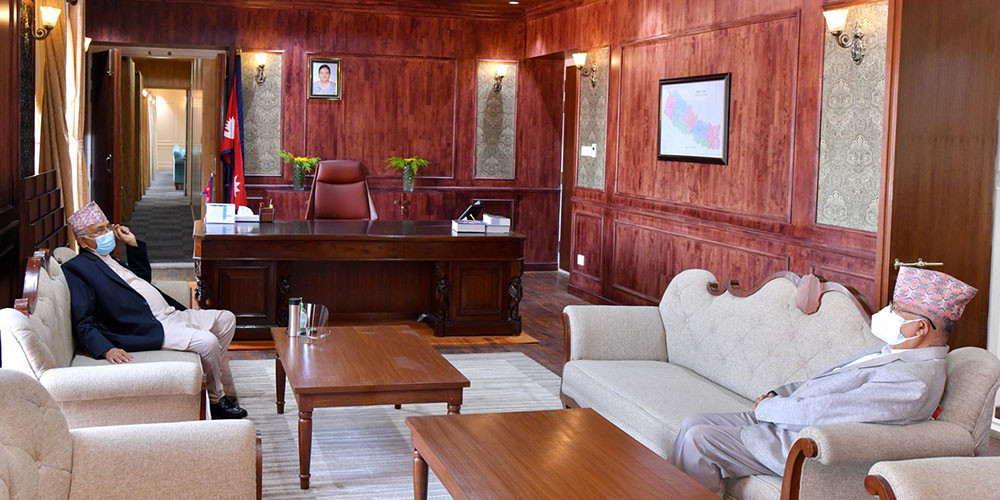 कार्यदल गठनका लागि अध्यक्ष ओली र नेता नेपालबीच भेटवार्ता